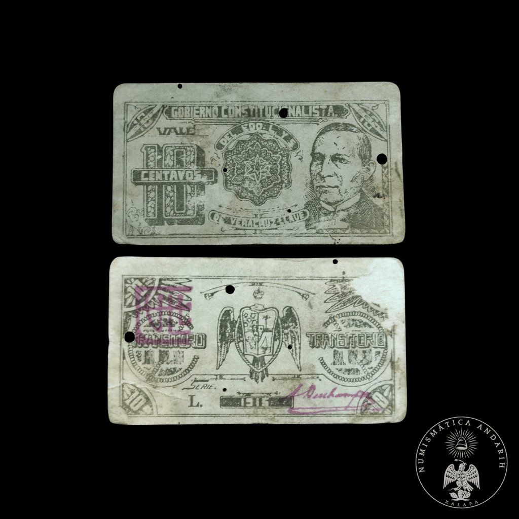 Billete Bilimbique 10 Centavos Gobierno Constitucionalista de Veracruz-Llave (1915)