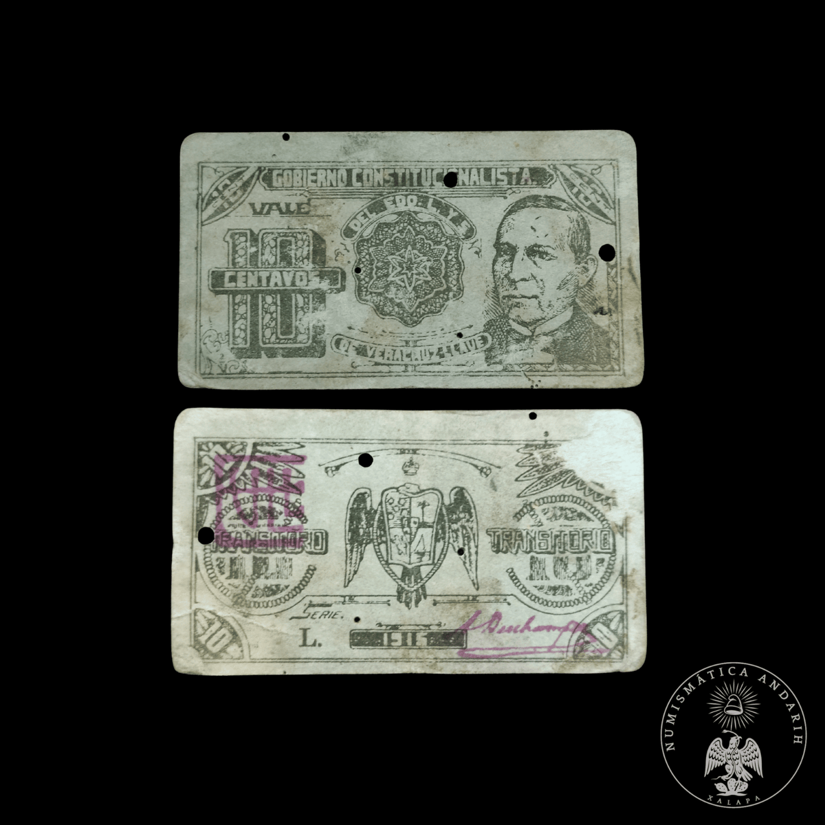 Billete Bilimbique 10 Centavos Gobierno Constitucionalista de Veracruz-Llave (1915)