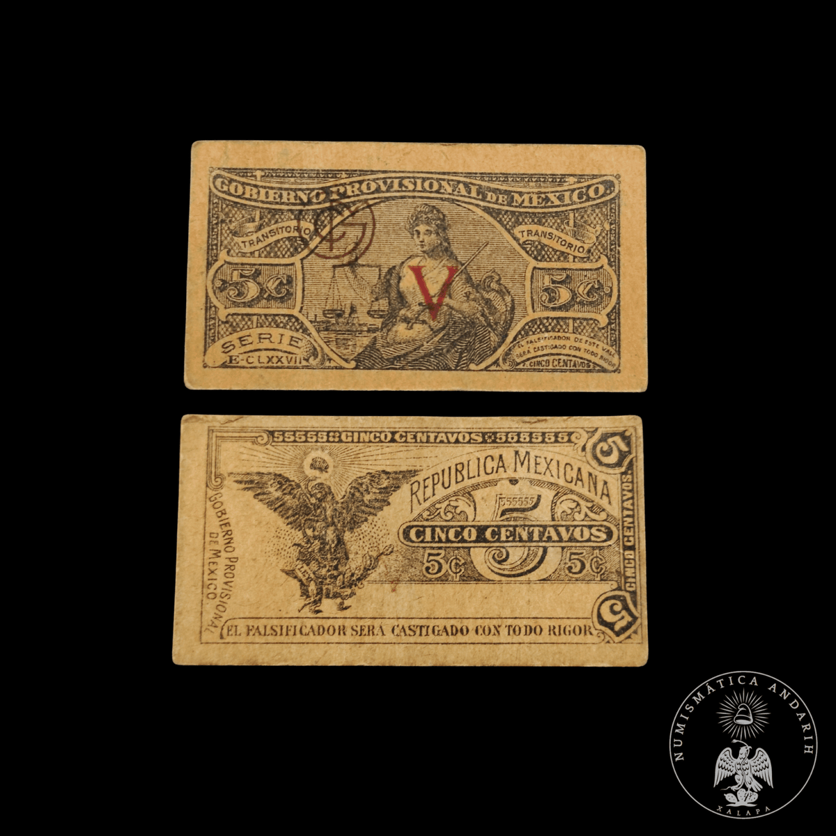 Billete Bilimbique 5 Centavos Gobierno Provisional de México 1914 V Sin Circular AU