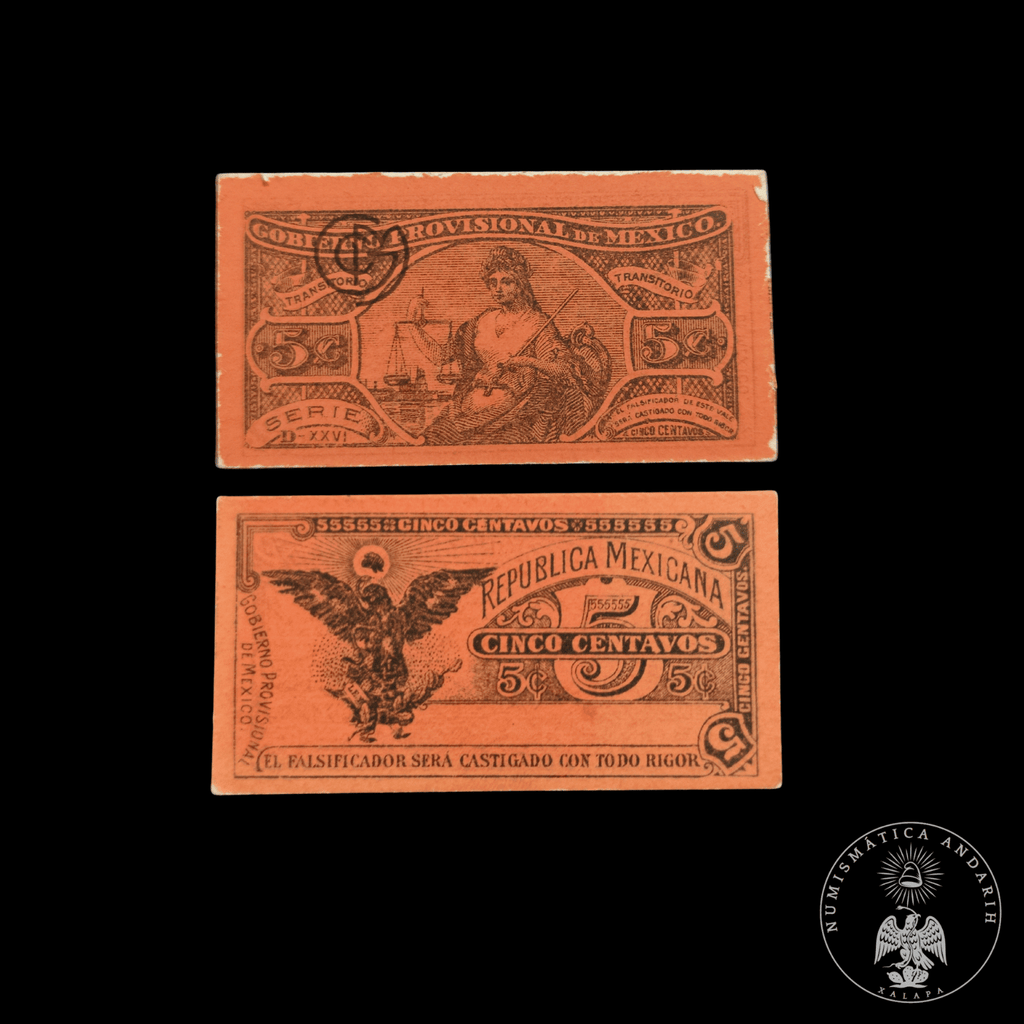 Billete Bilimbique Gobierno Provisional de México 5 Centavos 1914-1915