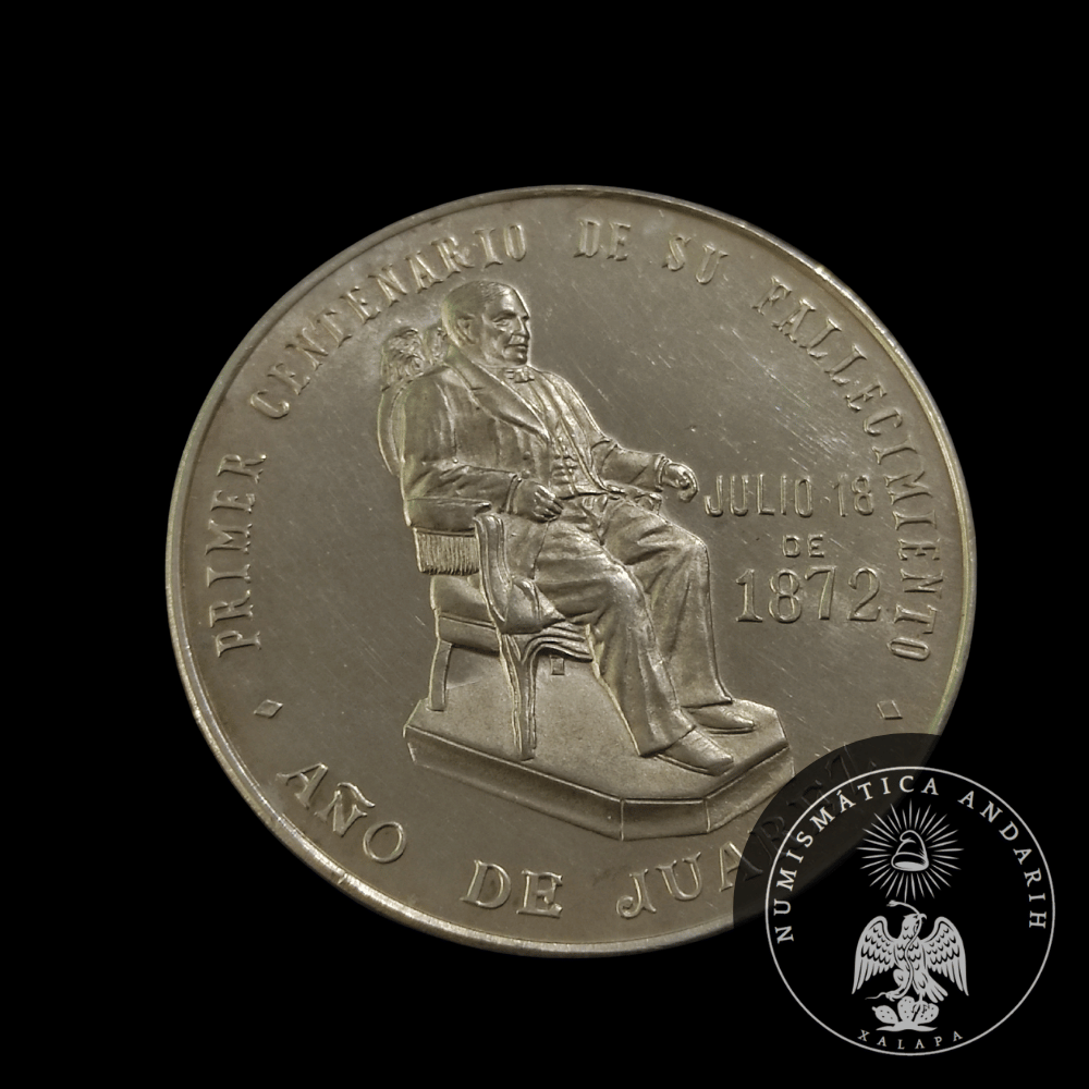 Medalla Conmemorativa Año de Juárez 1872-1972 Centenario Fallecimiento Benito Juárez