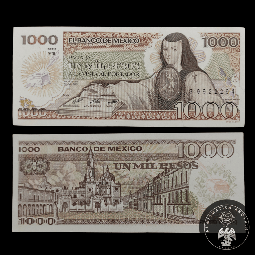 Billete 1000 Pesos Banco de Mexico Sor Juana Inés de la Cruz Sin Circular UNC
