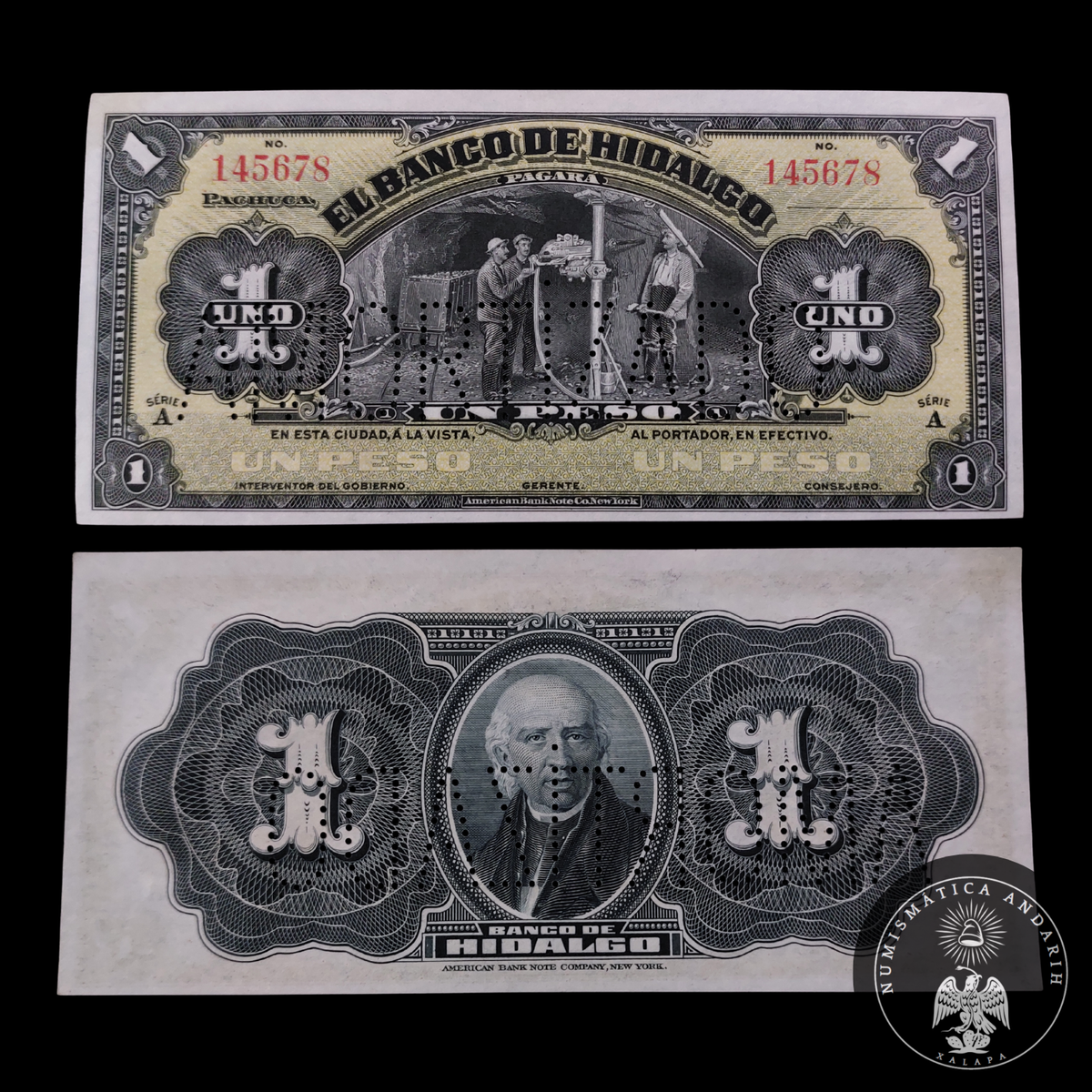 Billete 1 Peso Banco de Hidalgo Pachuca Sin Circular UNC