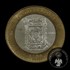 Moneda 100 Pesos Bimetálica Plata Estado de Puebla 2004 1a Fase