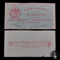 Billete 50 Centavos H. Ayuntamiento de H. Zitácuaro Michoacán 1915 UNC