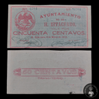 Billete 50 Centavos H. Ayuntamiento de H. Zitácuaro Michoacán 1915 UNC