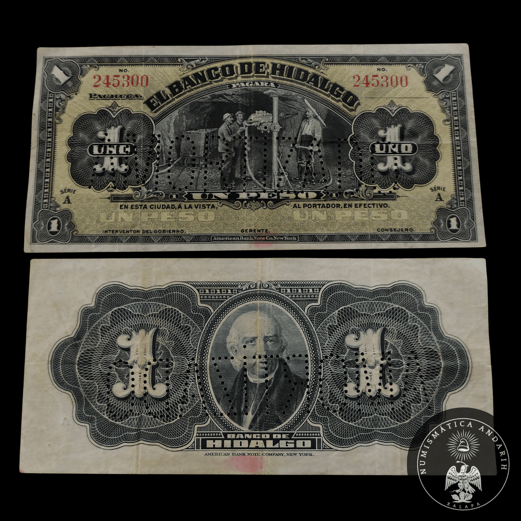 Billete El Banco de Hidalgo Un Peso Pachuca
