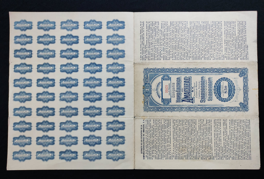 Acción Compañía Hidro-Eléctrica del Amacuzac, S.A. 1936