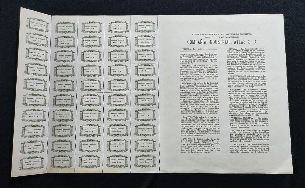 Acción / Título múltiple Compañía Industrial Atlas, S.A. Guadalajara, Jalisco 1969