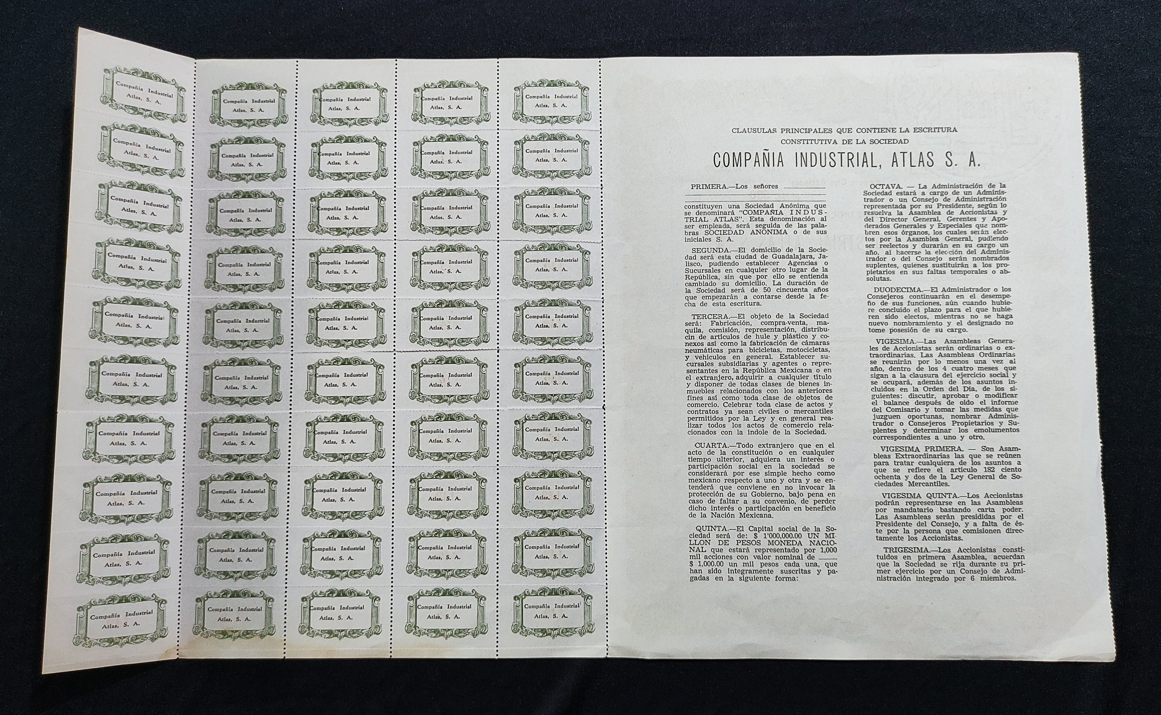 Acción / Título múltiple Compañía Industrial Atlas, S.A. Guadalajara, Jalisco 1969