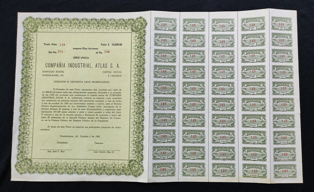 Acción / Título múltiple Compañía Industrial Atlas, S.A. Guadalajara, Jalisco 1969