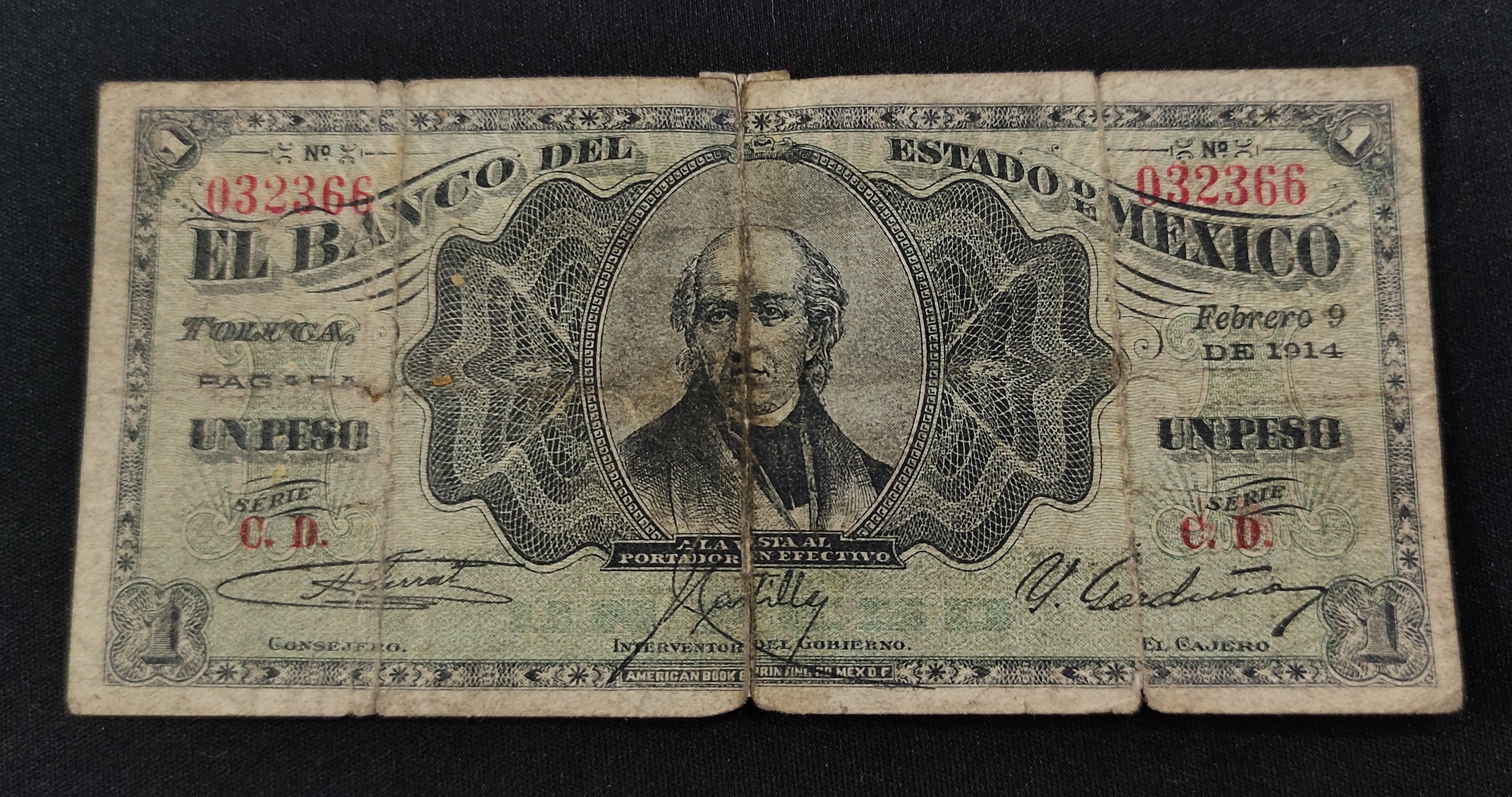 Billete El Banco del Estado de México Toluca 1914