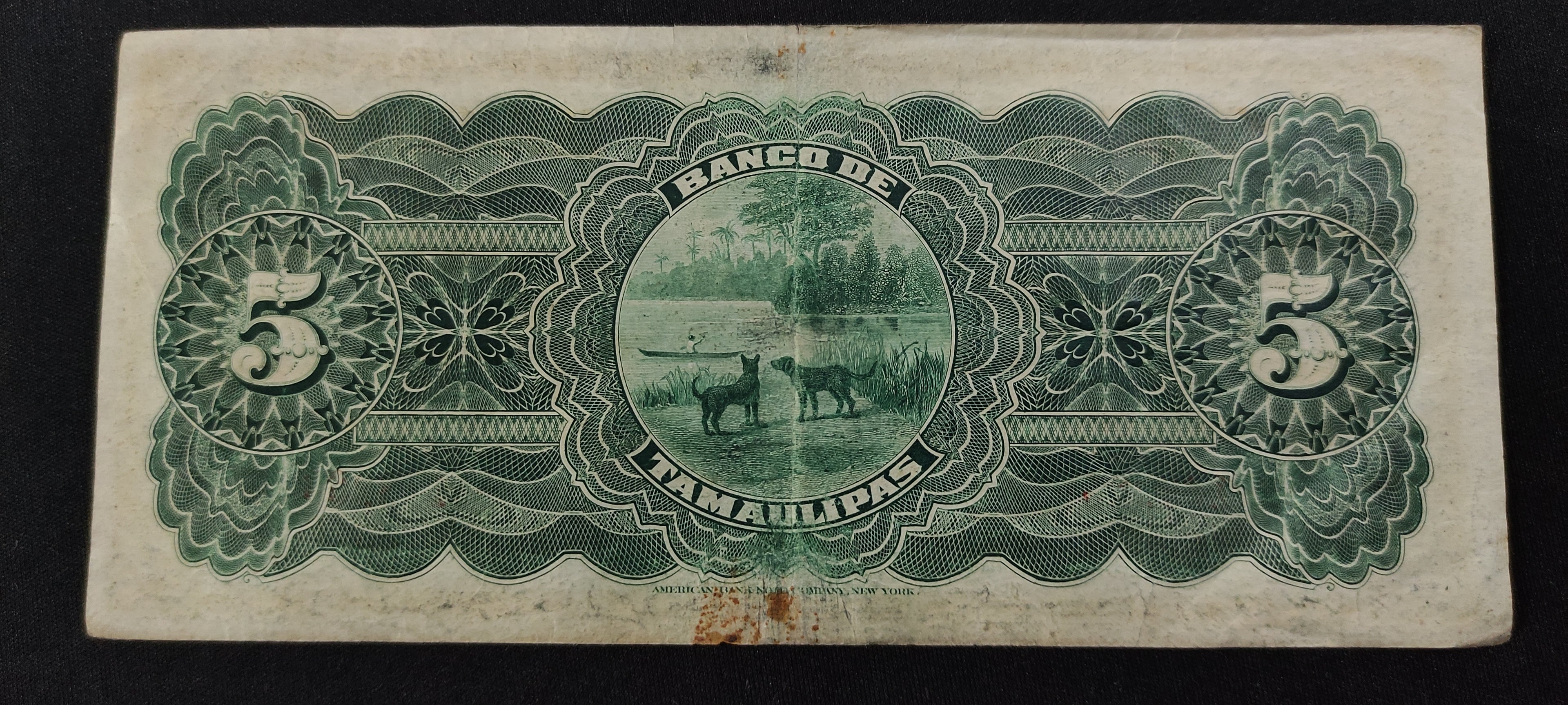 Billete El Banco de Tamaulipas Cinco Pesos Tampico