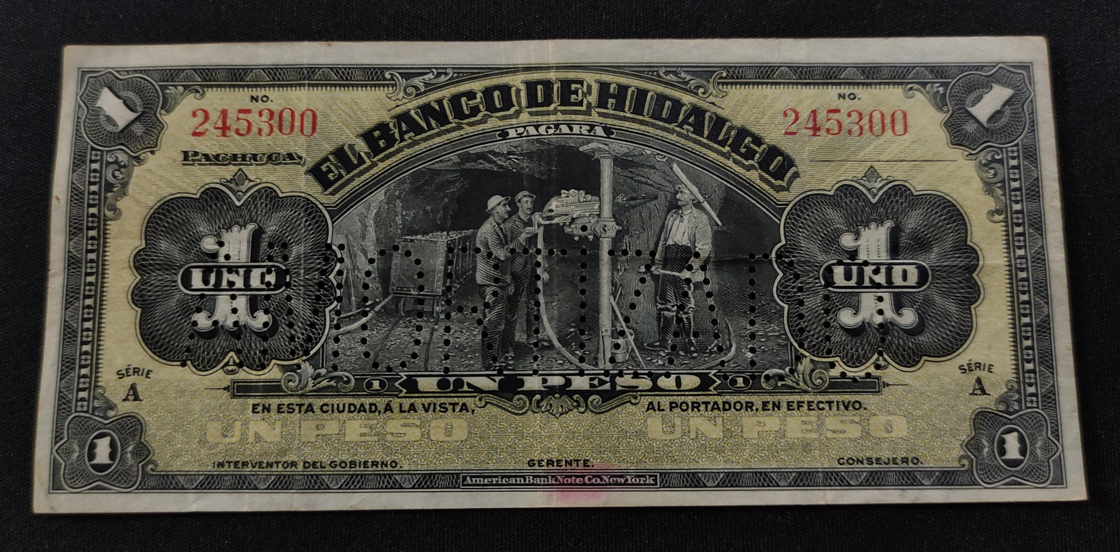 Billete El Banco de Hidalgo Un Peso Pachuca