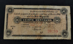 Billete Dirección Gral. de Rentas del Estado Jalisco Veinte Centavos Guadalajara 1915