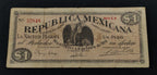 Billete República Mexicana Un Peso Monterrey 1914