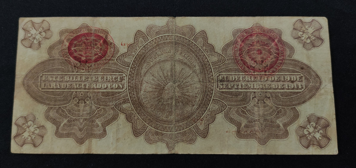 Billete Gobierno Provisional de México Un Peso Resellado Revalidado 1914
