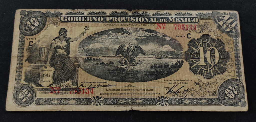Billete Gobierno Provisional de México 10 Pesos Veracruz 1914