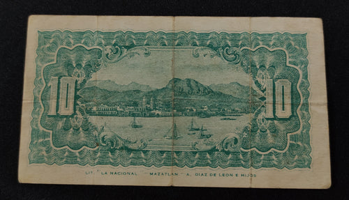 Billete La Tesorería de la Federación 10 Centavos Guaymas 1914