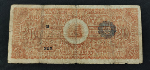 Billete Ejército Constitucionalista de México 20 Pesos Chihuahua 1914