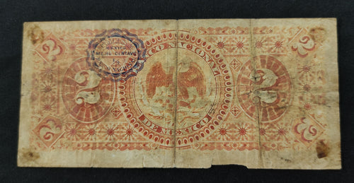 Billete El Banco Nacional de México 2 Pesos 1913