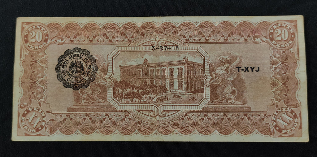 Billete El Estado de Chihuahua 20 Pesos Chihuahua 1915
