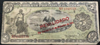 Billete Gobierno Provisional de México 5 Pesos Resellado Revalidado 1914