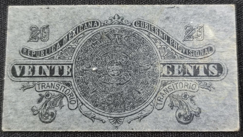 Billete Bilimbique Gobierno Provisional de México 20 Centavos 1914-1915