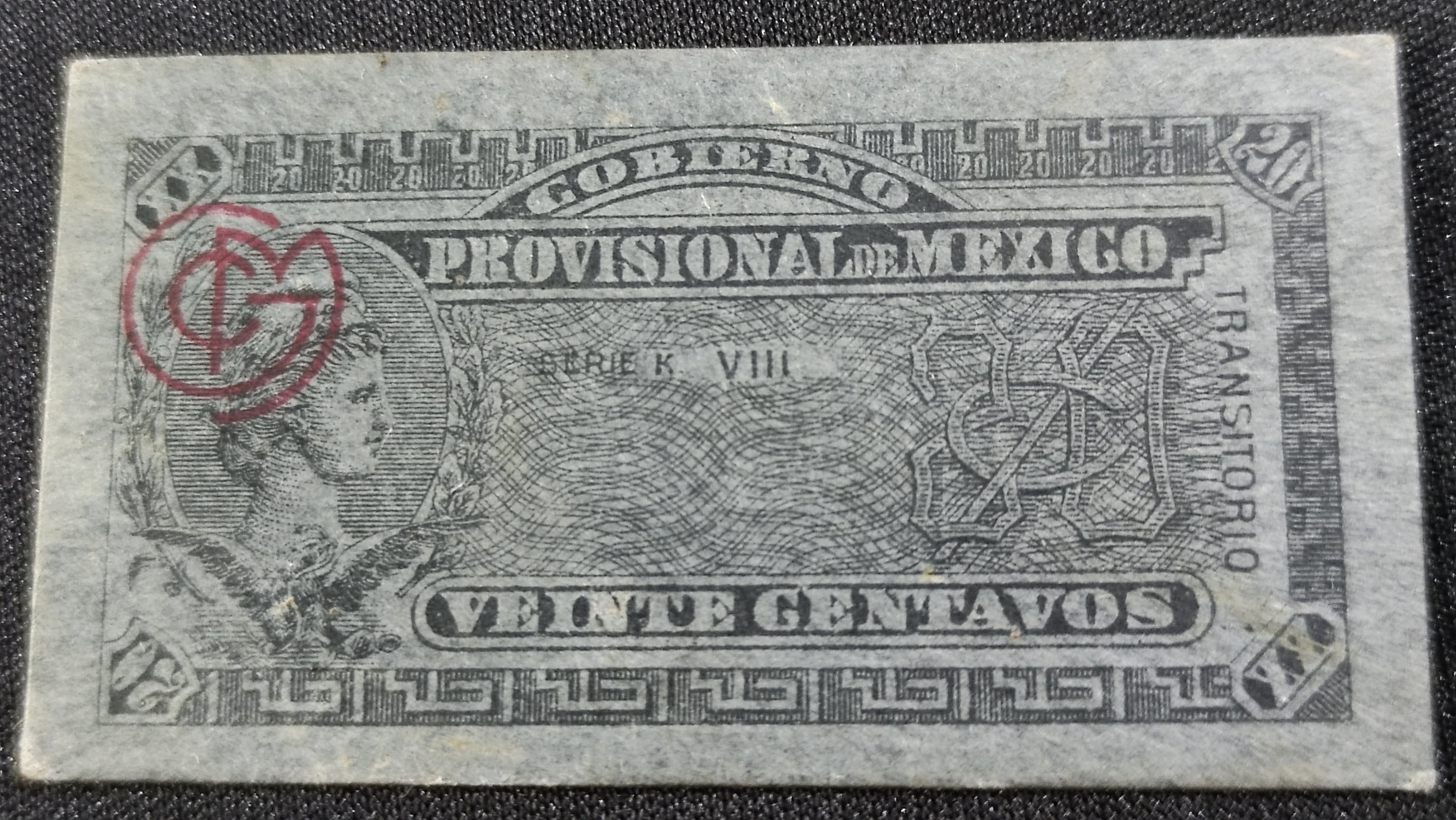 Billete Bilimbique Gobierno Provisional de México 20 Centavos 1914-1915