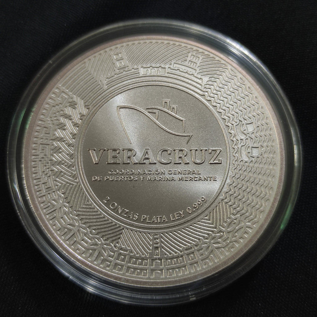 Medalla 2 Onzas Plata 500 Años Veracruz (1519-2019) Casa de Moneda Estuche de Madera