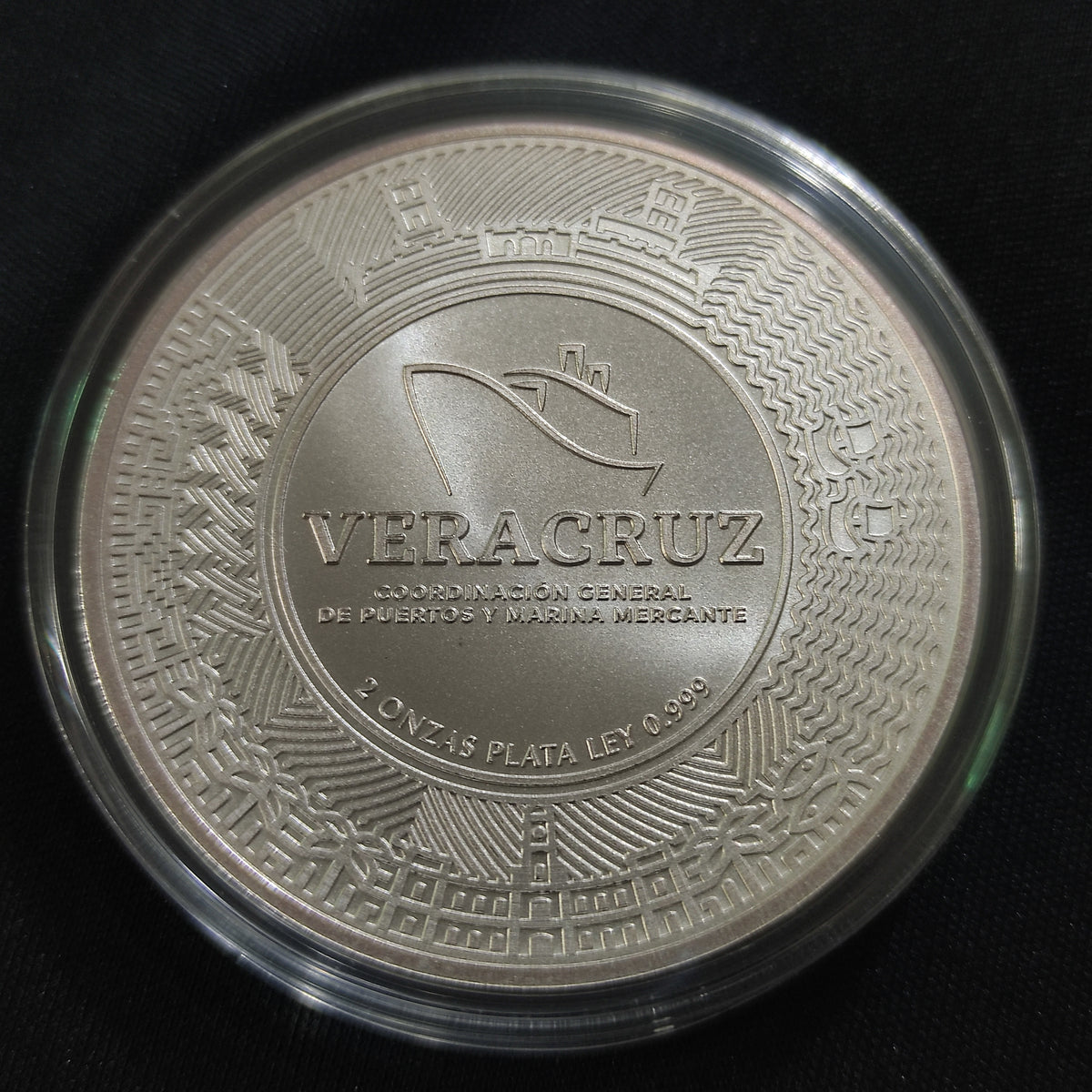 Medalla 2 Onzas Plata 500 Años Veracruz (1519-2019) Casa de Moneda Estuche de Madera