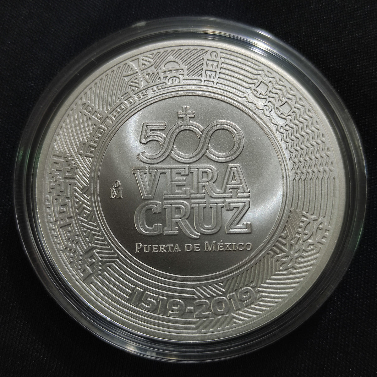 Medalla 2 Onzas Plata 500 Años Veracruz (1519-2019) Casa de Moneda Estuche de Madera