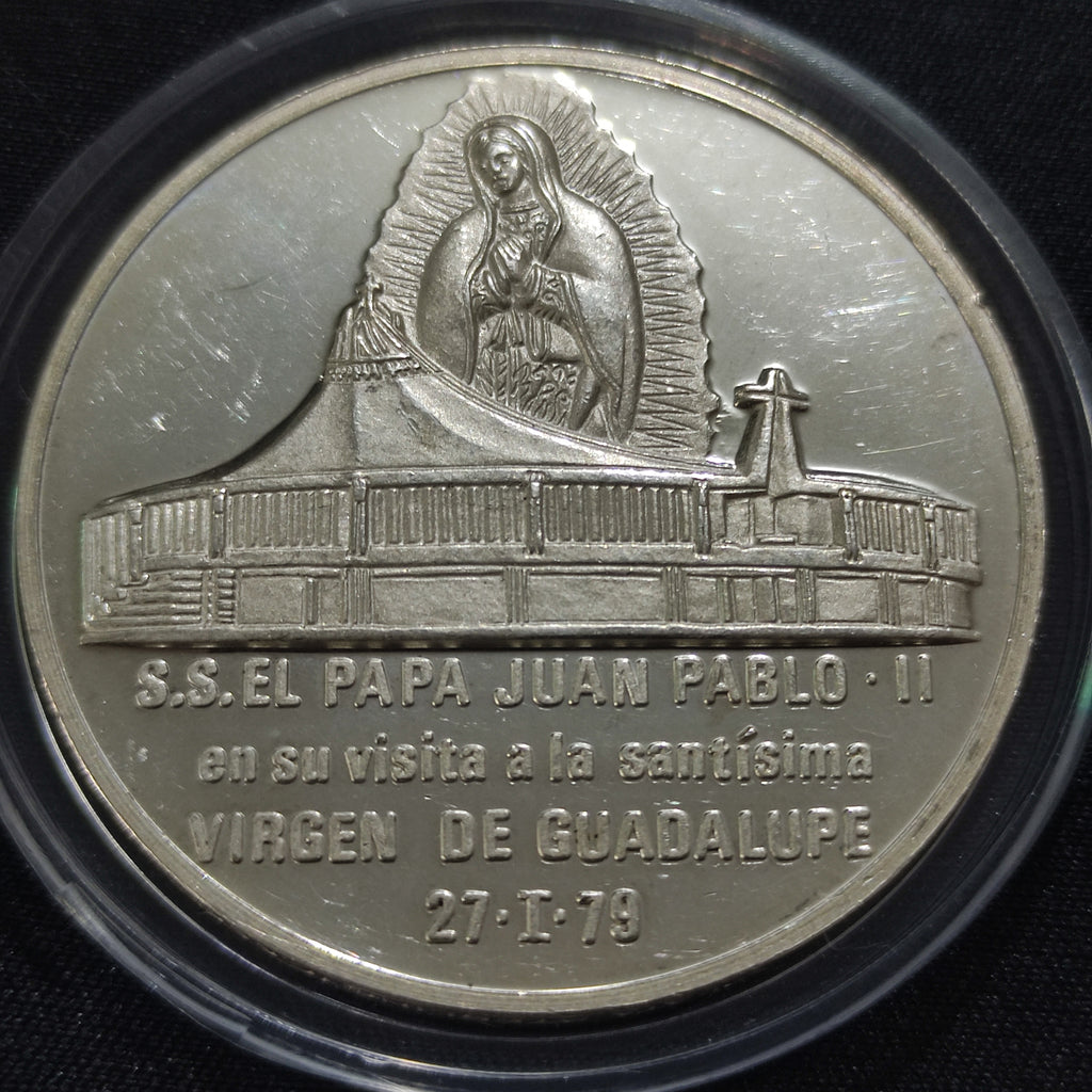 Medalla Conmemorativa Plata Papa Juan Pablo II Visita a la Basílica de Guadalupe 1979