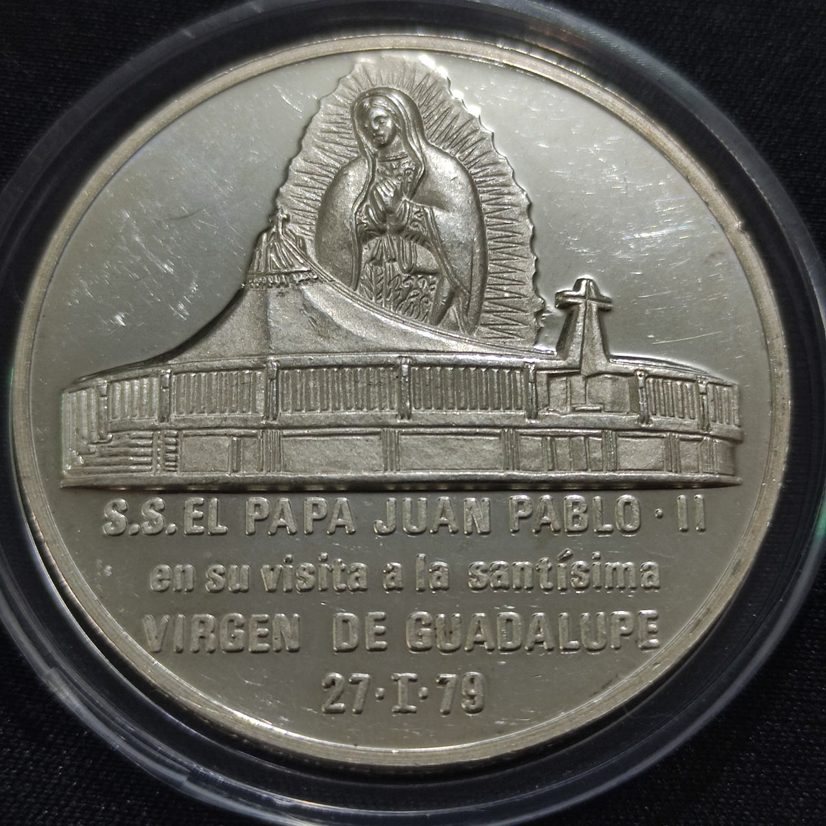 Medalla Conmemorativa Plata Papa Juan Pablo II Visita a la Basílica de Guadalupe 1979