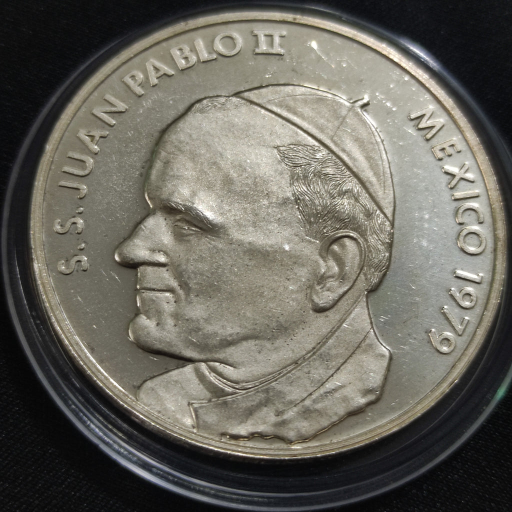 Medalla Conmemorativa Plata Papa Juan Pablo II Visita a la Basílica de Guadalupe 1979