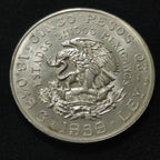 Moneda 5 Pesos Plata Ley .720 Venustiano Carranza Año 1959 México