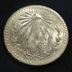 Moneda Un Peso Plata Ley .720 Resplandor Año 1932 México
