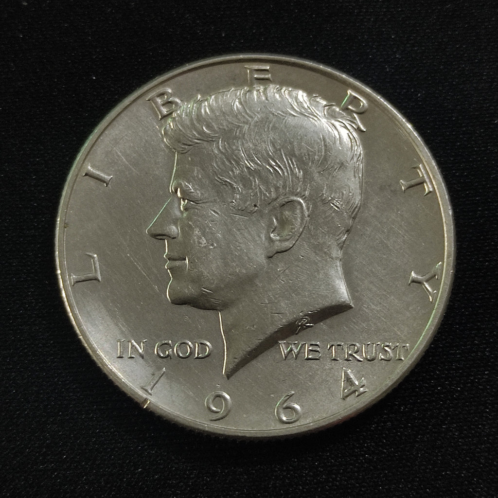 Moneda Medio Dólar Kennedy 1964-D Plata Ley .900 Ceca Denver