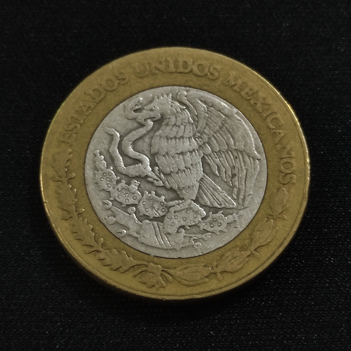 Moneda 10 Nuevos Pesos N$10 Centro de Plata Piedra del Sol Año 1993