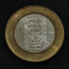Moneda 100 Pesos Bimetálica Plata Estado de Puebla 2004 1a Fase