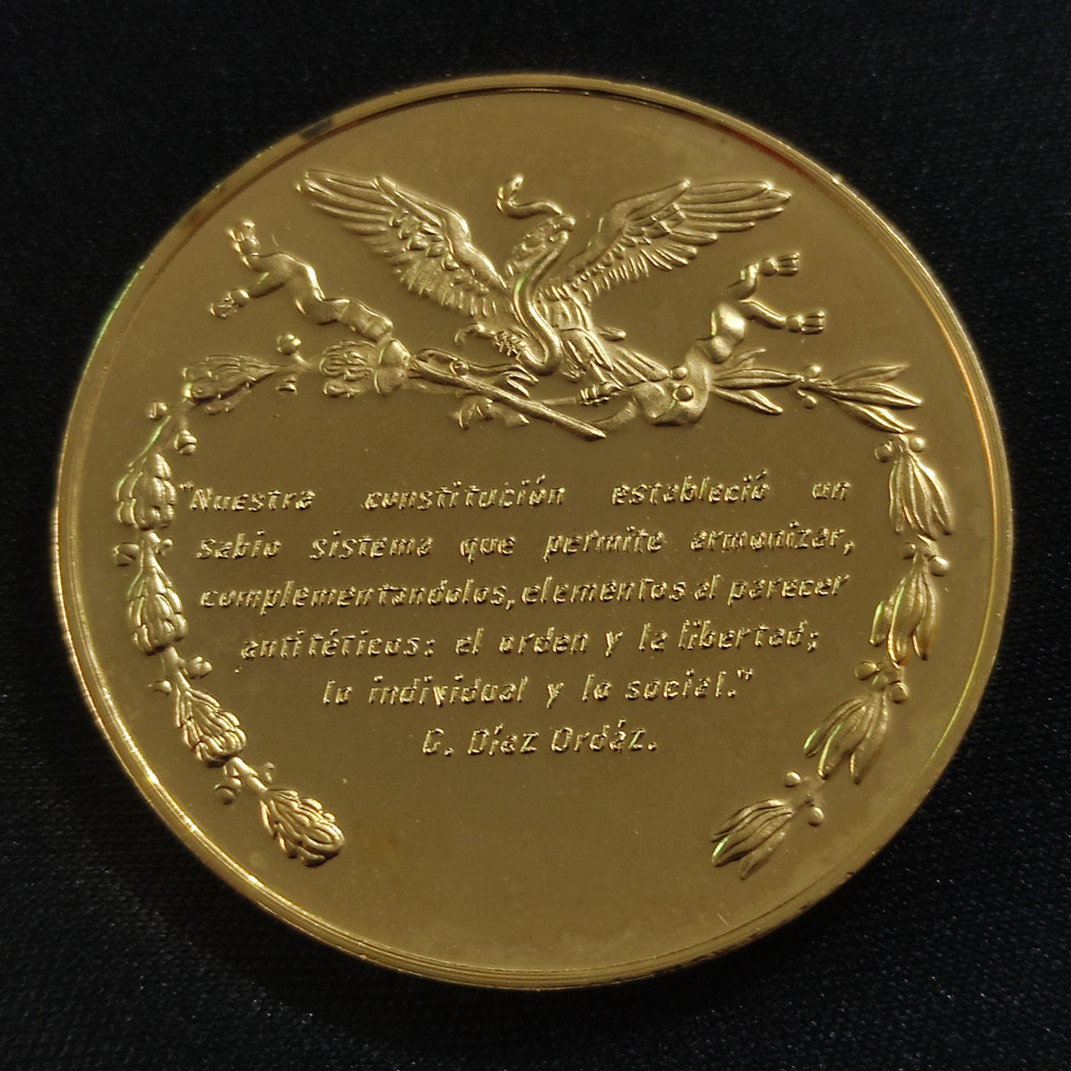 Medalla Plata Conmemorativa Presidentes de México, Gustavo Díaz Ordaz, Franklin Mint