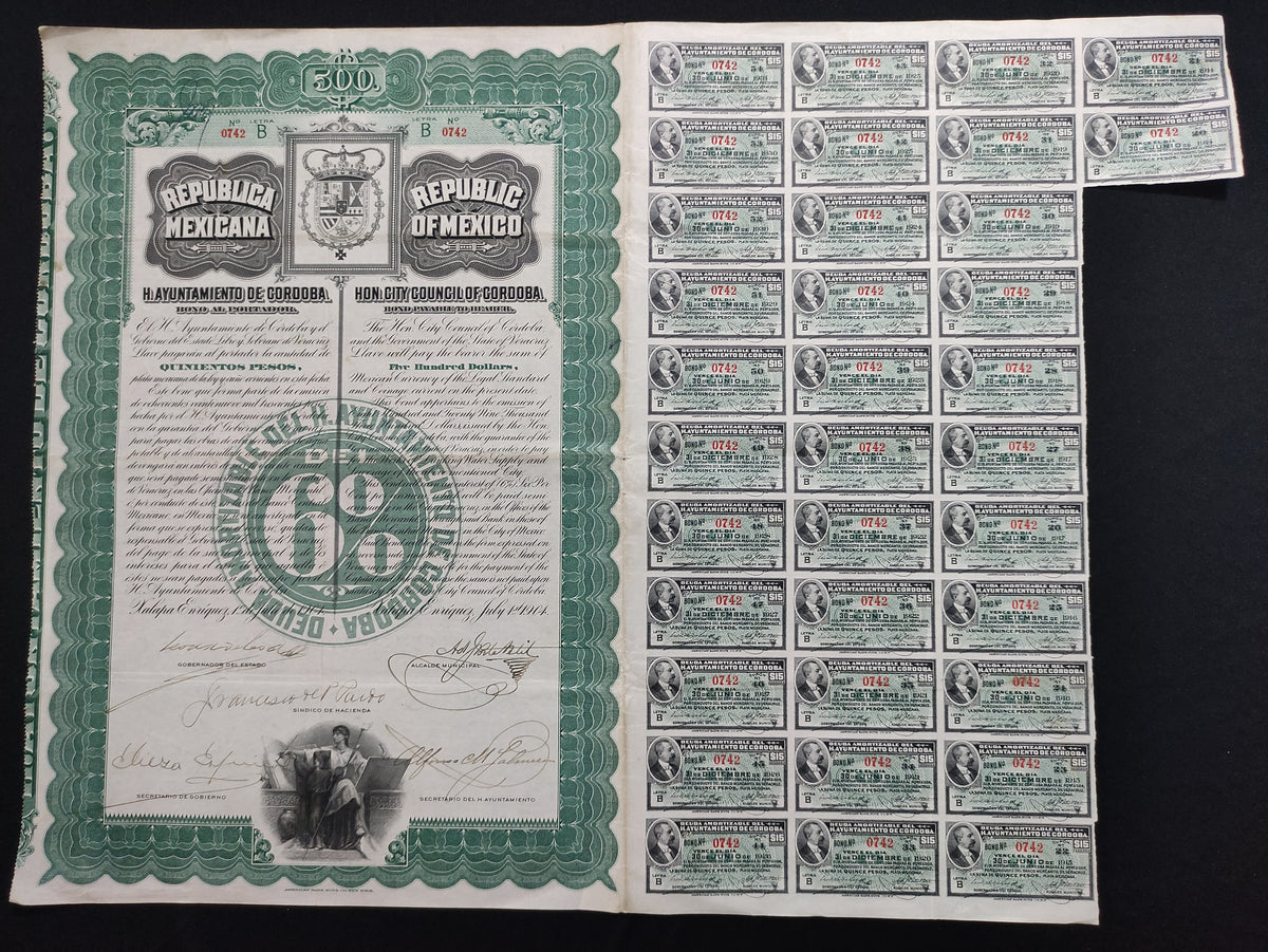 Accion - Bono Antiguo del H. Ayuntamiento de Córdoba, Veracruz año 1904