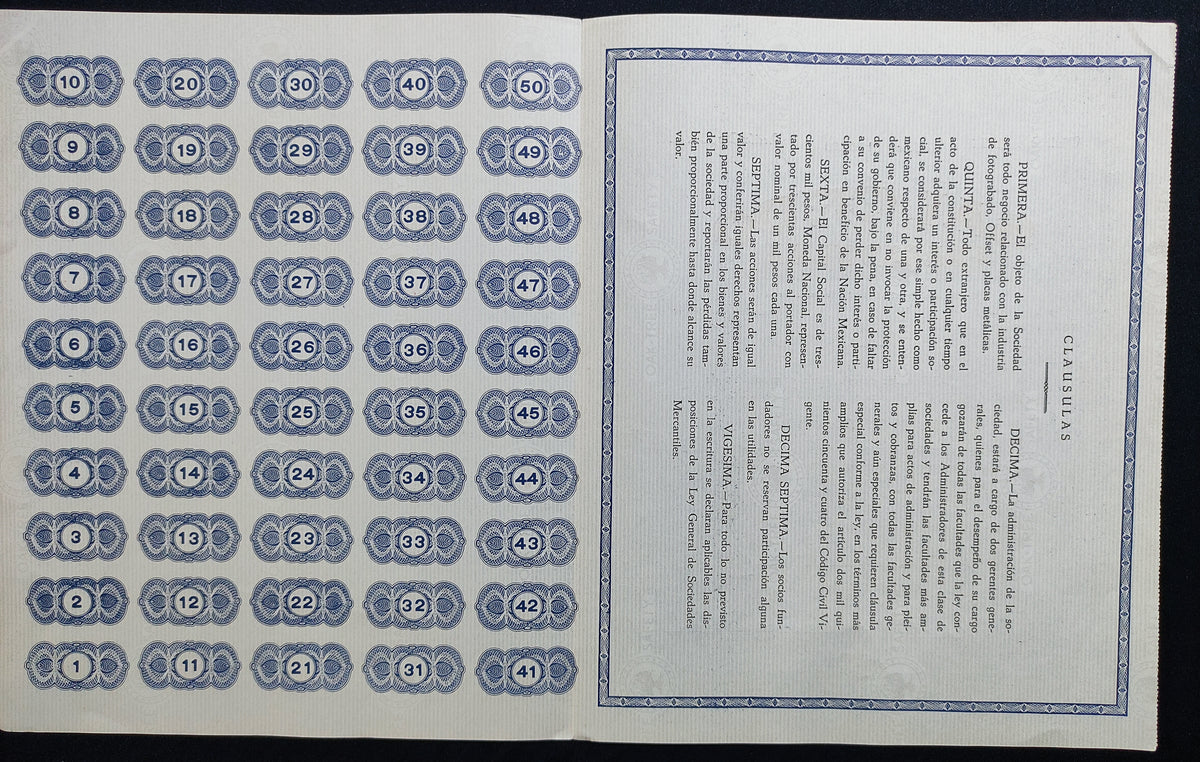 Acción Antigua de Salcedo Grabador, S.A. año 1965