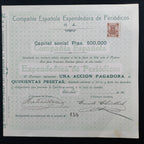 Acción Antigua de la Compañía Española Expendedora de Periódicos