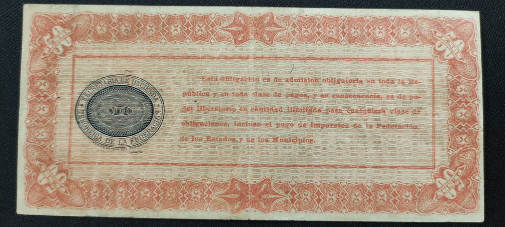 Billete 50 Cincuenta Pesos Obligación Provisional del Erario Federal 1914