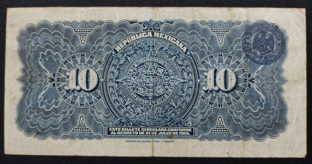 Billete 10 Diez Pesos República Mexicana José María Morelos 1915