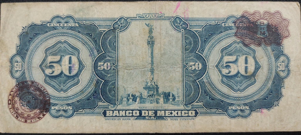 Billete 50 Cincuenta Pesos Banco de México Ignacio Allende 1957 Dos Letras Negras