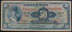 Billete 50 Cincuenta Pesos Banco de México Ignacio Allende 1957 Dos Letras Negras