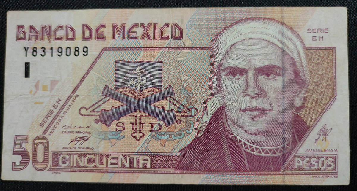 Billete 50 Cincuenta Pesos Banco de México José María Morelos Papel