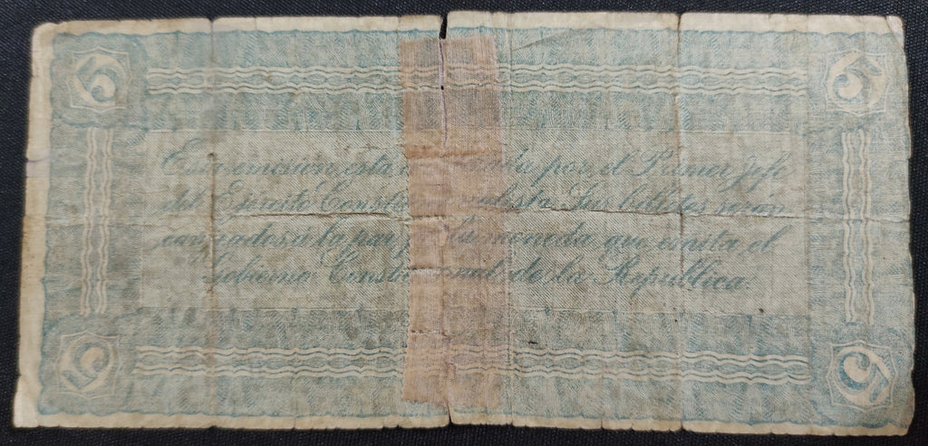 Billete 5 Cinco Pesos El Estado de Durango 1914 Restaurado